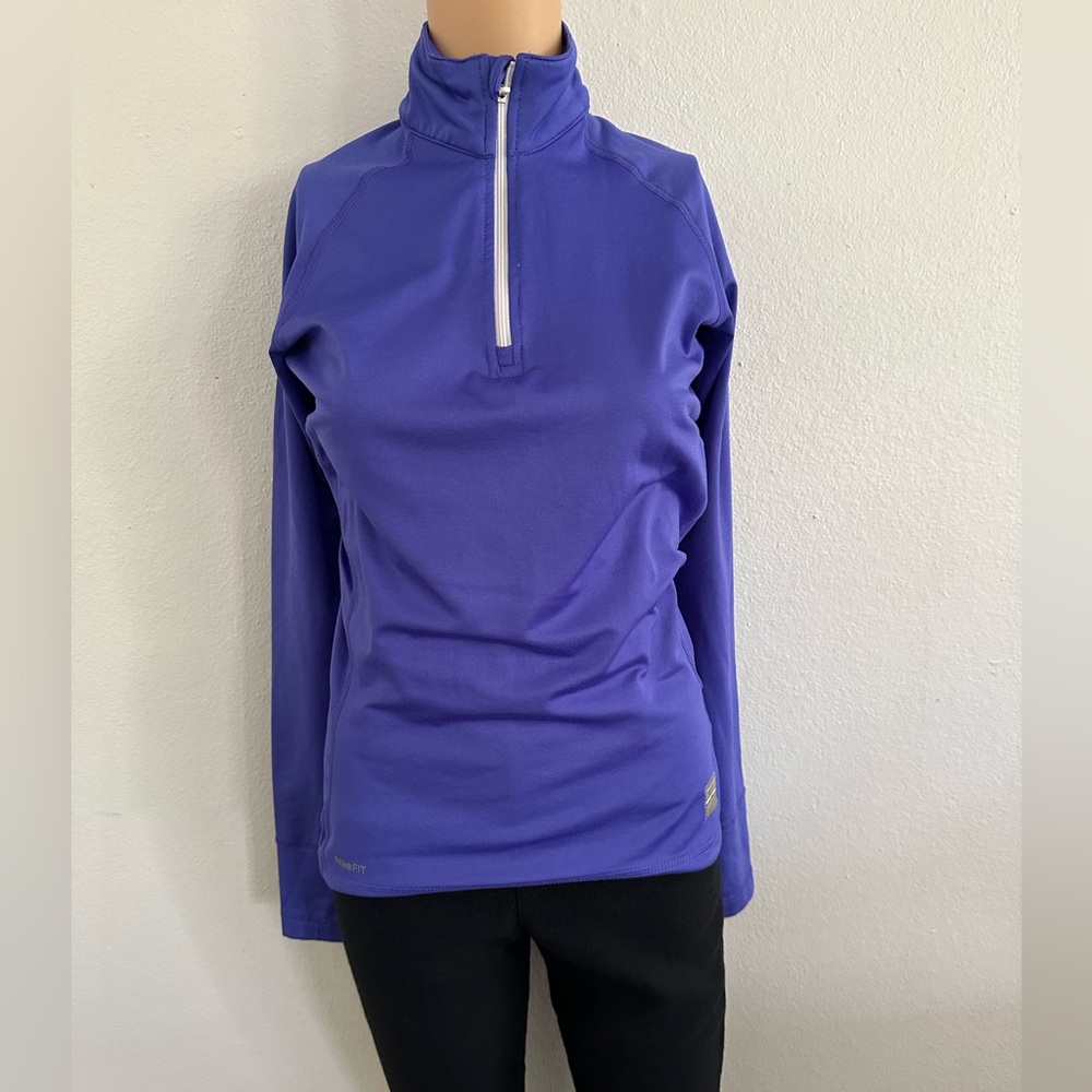 Nike Pro Combat Shirt Womens Medium Therma Fit 1/4 Zip Long Sleeve Compression
